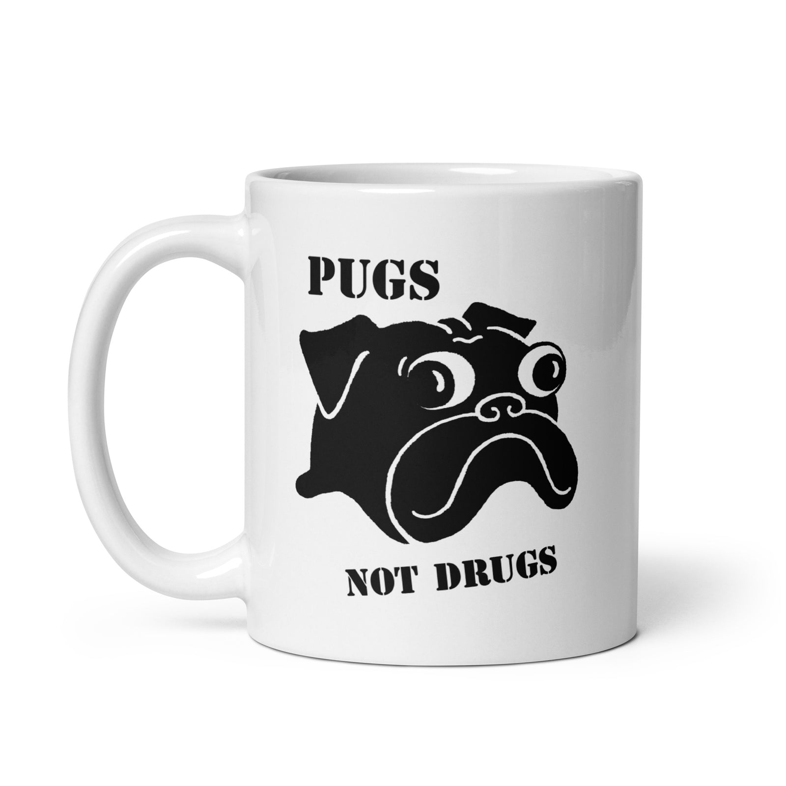 Pugs Not Drugs Coffee Mug | Black Pug